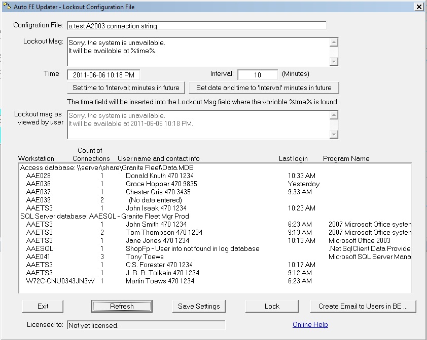 Lockout Configuration File