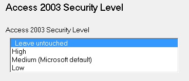Access 2003 Security Level