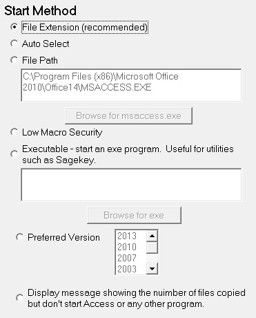 Settings - Start Method