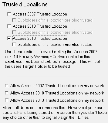 Settings - Trusted Locations